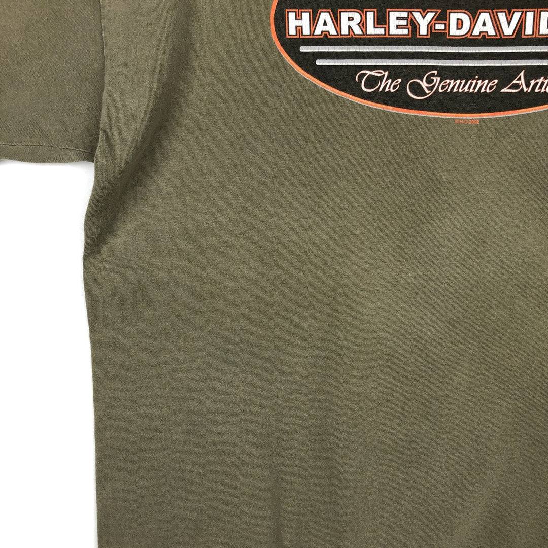 2000'S Harley-Davidson Dragon Pattern Motorcycle T-Shirt, Men's Size XL (approx.) cotton Khaki type Vintage Second Hand