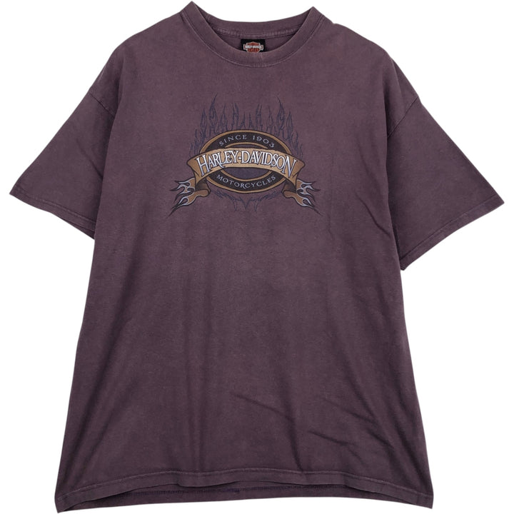 Harley-Davidson Fire Pattern Motorcycle Bike T-Shirt, Made in USA, Men's XL (approx.), Vintage cotton purple type Vintage Second Hand