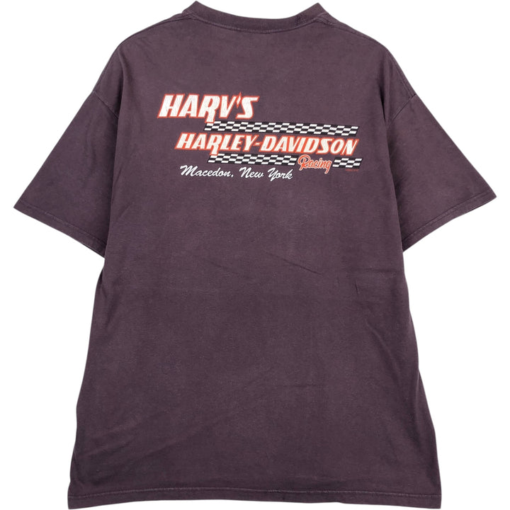 Harley-Davidson Fire Pattern Motorcycle Bike T-Shirt, Made in USA, Men's XL (approx.), Vintage cotton purple type Vintage Second Hand