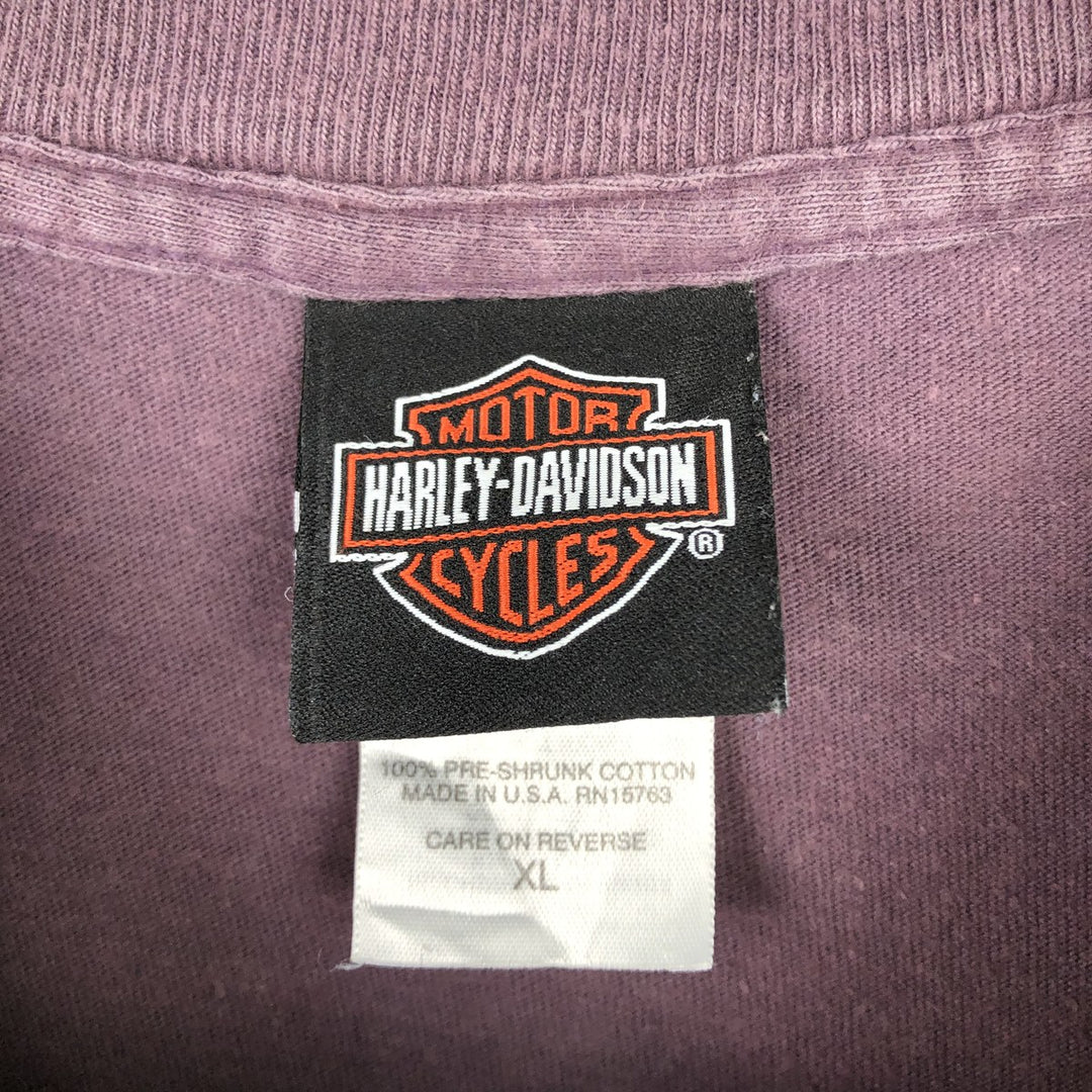 Harley-Davidson Fire Pattern Motorcycle Bike T-Shirt, Made in USA, Men's XL (approx.), Vintage cotton purple type Vintage Second Hand