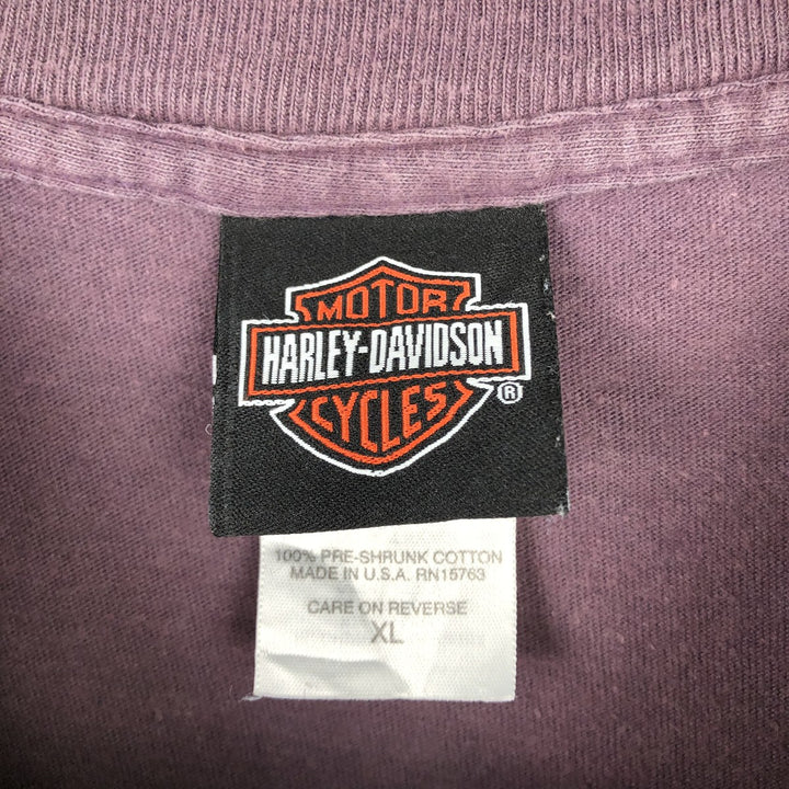 Harley-Davidson Fire Pattern Motorcycle Bike T-Shirt, Made in USA, Men's XL (approx.), Vintage cotton purple type Vintage Second Hand