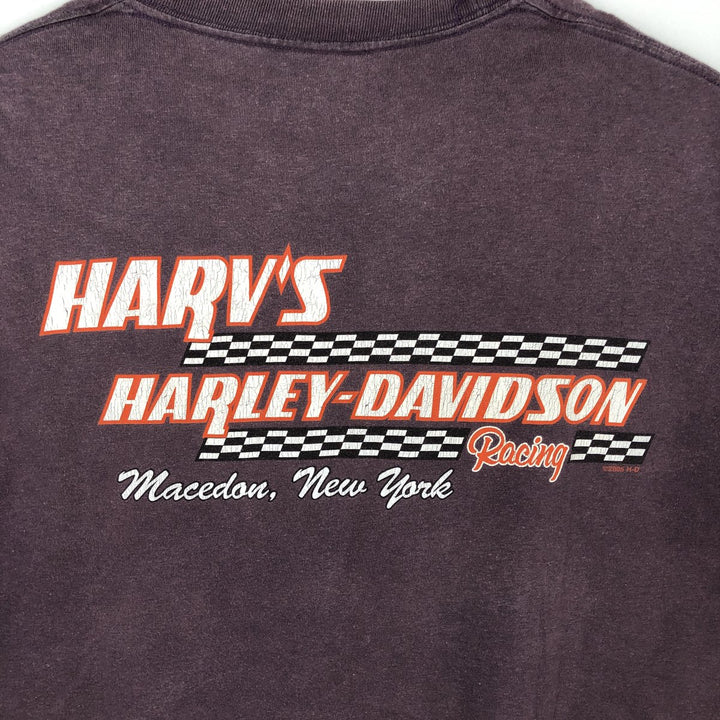 Harley-Davidson Fire Pattern Motorcycle Bike T-Shirt, Made in USA, Men's XL (approx.), Vintage cotton purple type Vintage Second Hand