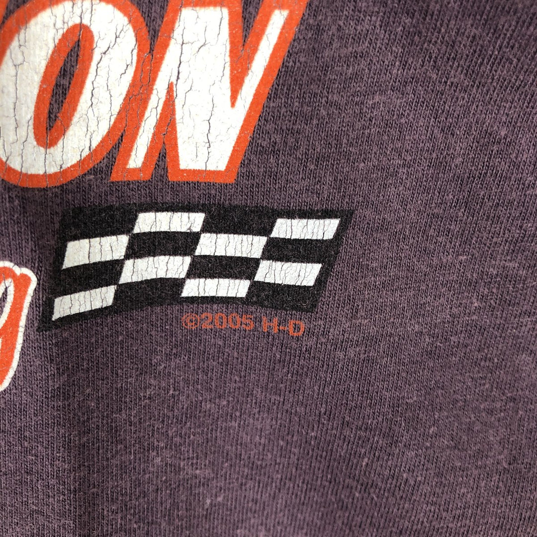 Harley-Davidson Fire Pattern Motorcycle Bike T-Shirt, Made in USA, Men's XL (approx.), Vintage cotton purple type Vintage Second Hand