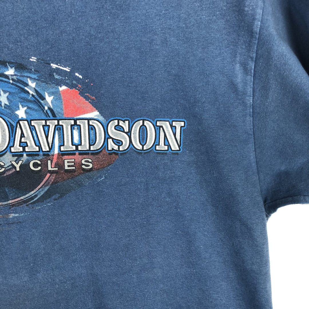 00'S Harley-Davidson Stars and Stripes Motorcycle Bike T-shirt Made in USA Men's L size cotton blue type Vintage Second Hand