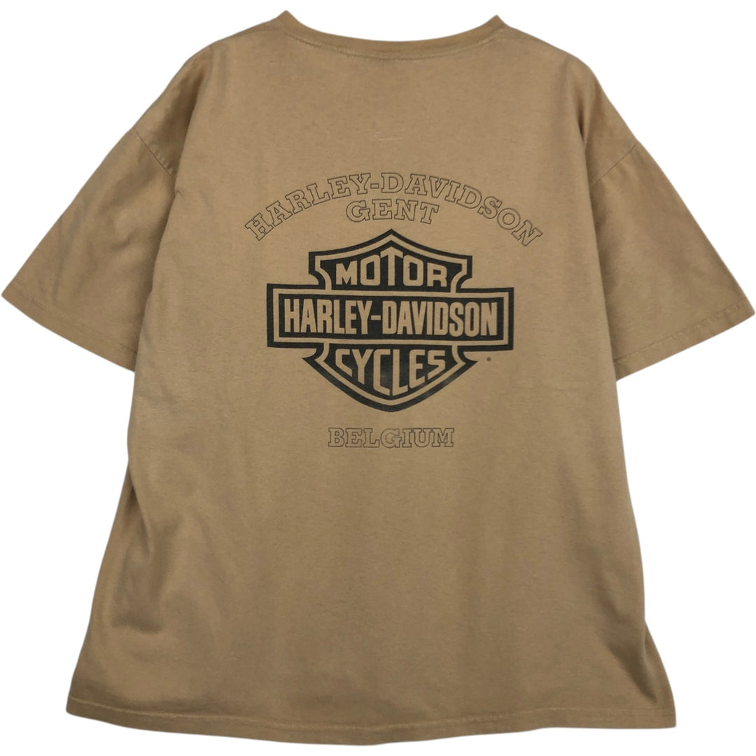 00'S Harley-Davidson Motorcycle Bike T-shirt Men's XL size unclear Beige type Vintage Second Hand