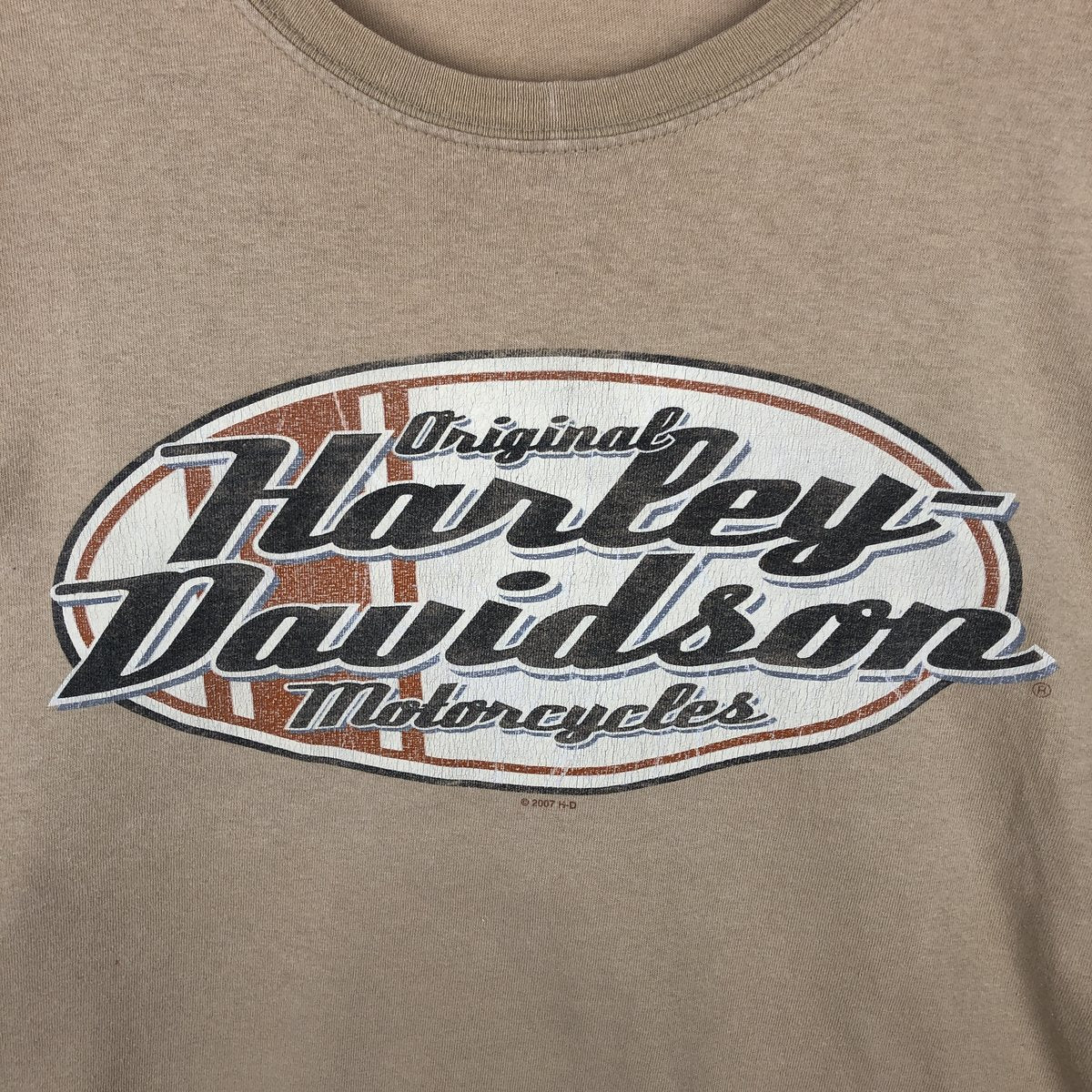 00'S Harley-Davidson Motorcycle Bike T-shirt Men's XL size unclear Beige type Vintage Second Hand