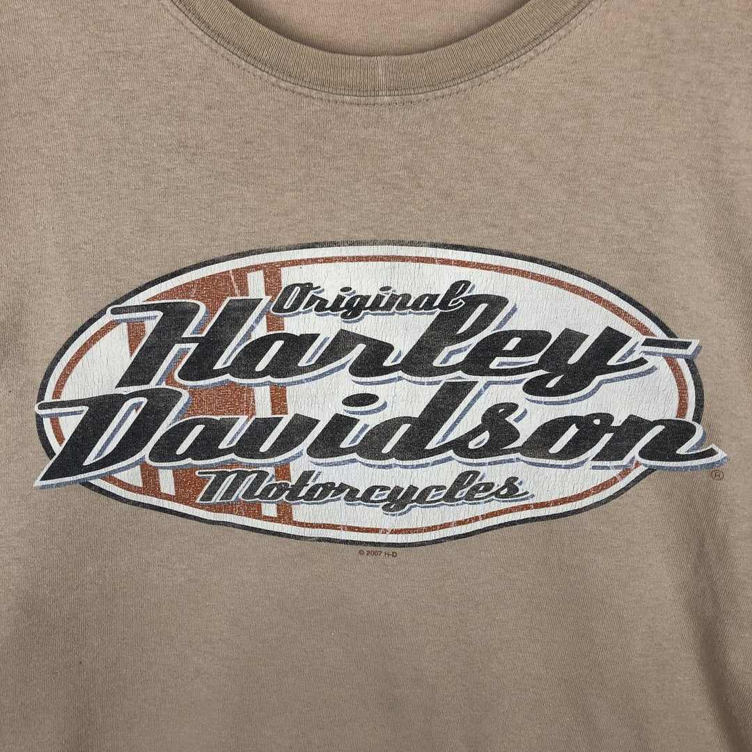 00'S Harley-Davidson Motorcycle Bike T-shirt Men's XL size unclear Beige type Vintage Second Hand
