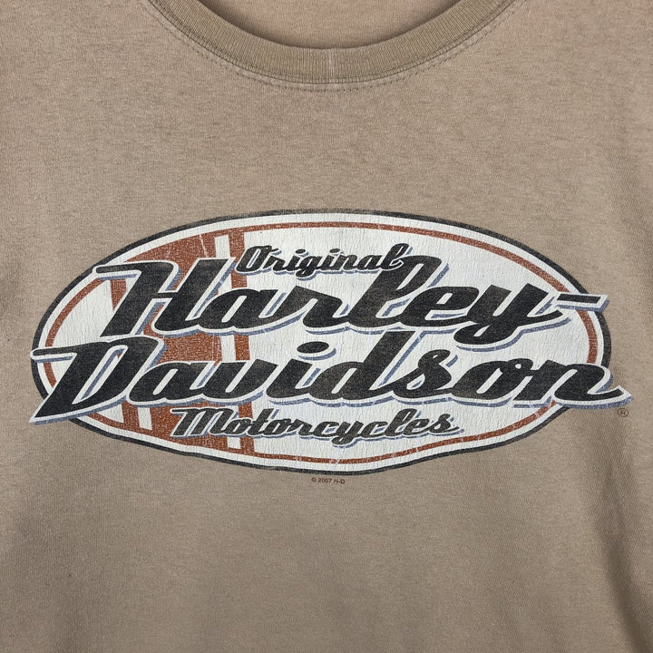 00'S Harley-Davidson Motorcycle Bike T-shirt Men's XL size unclear Beige type Vintage Second Hand