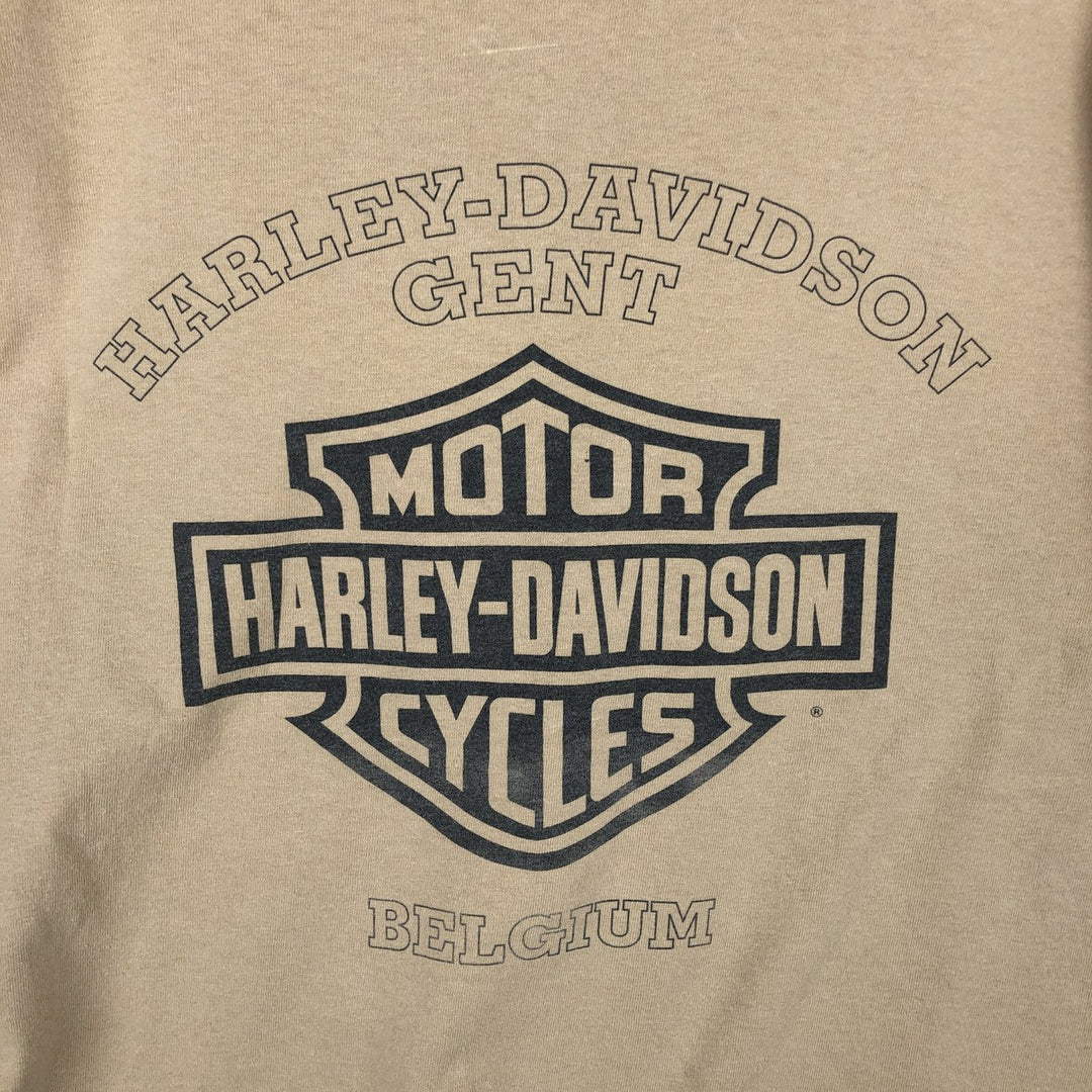 00'S Harley-Davidson Motorcycle Bike T-shirt Men's XL size unclear Beige type Vintage Second Hand