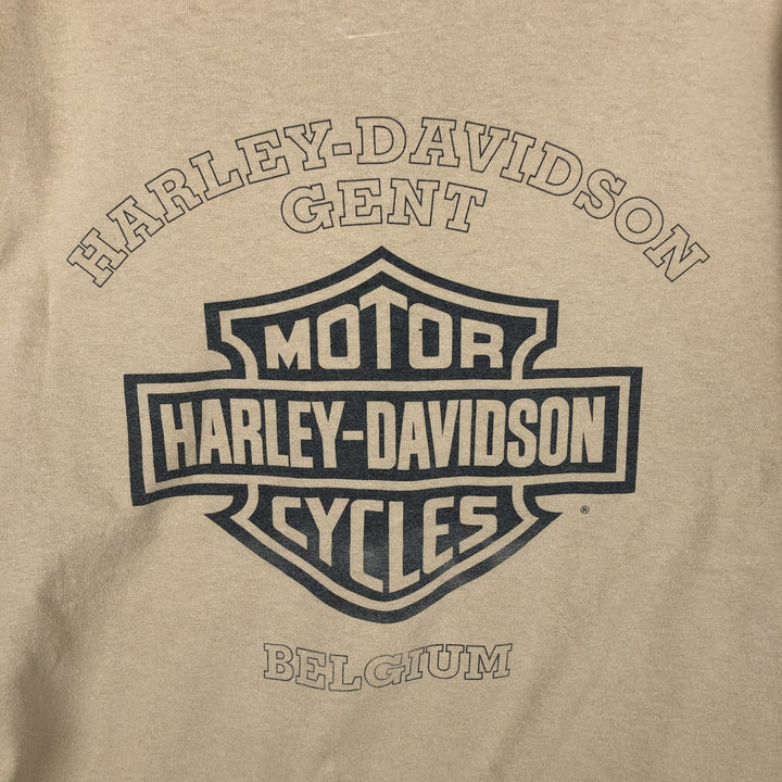 00'S Harley-Davidson Motorcycle Bike T-shirt Men's XL size unclear Beige type Vintage Second Hand