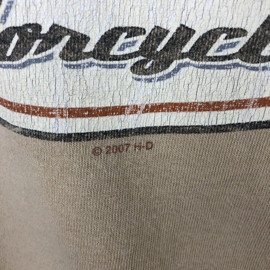 00'S Harley-Davidson Motorcycle Bike T-shirt Men's XL size unclear Beige type Vintage Second Hand