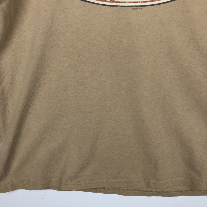 00'S Harley-Davidson Motorcycle Bike T-shirt Men's XL size unclear Beige type Vintage Second Hand