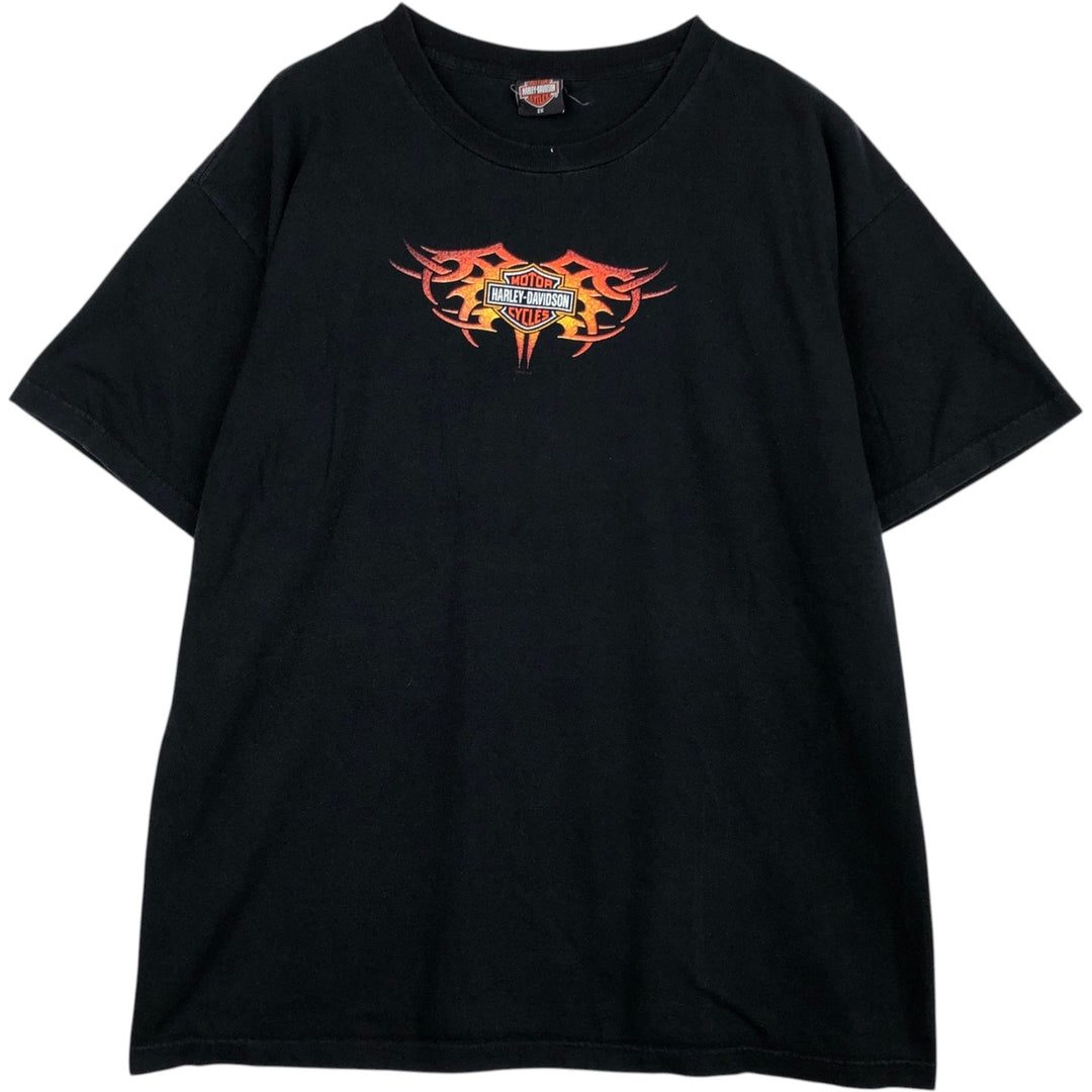 00'S Harley-Davidson Motorcycle Bike T-shirt Made in USA Men's XXL cotton black type Vintage Second Hand