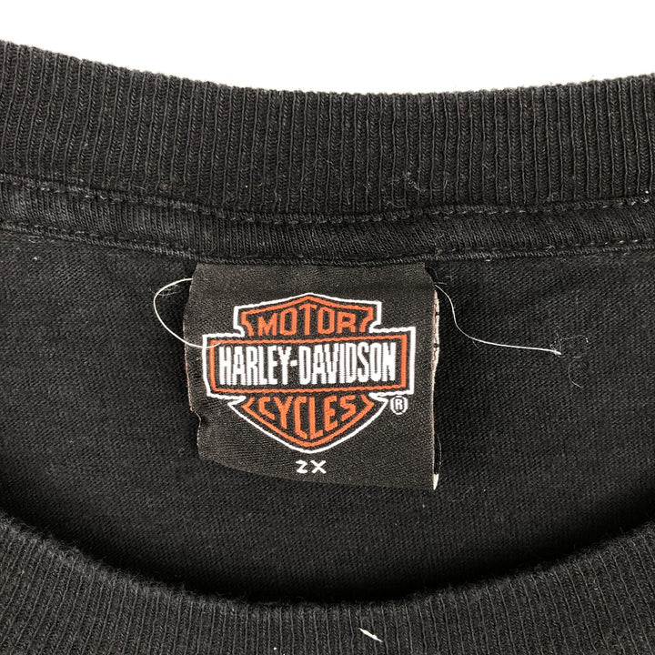 00'S Harley-Davidson Motorcycle Bike T-shirt Made in USA Men's XXL cotton black type Vintage Second Hand