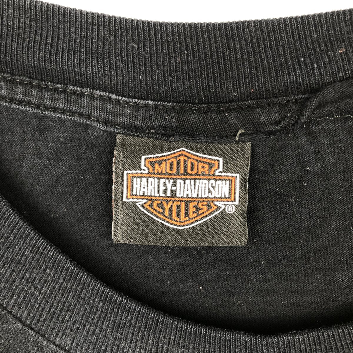 00'S Harley Davidson Eagle Pattern Fire Pattern Motorcycle Bike T-shirt Men's XL size unclear black type Vintage Second Hand