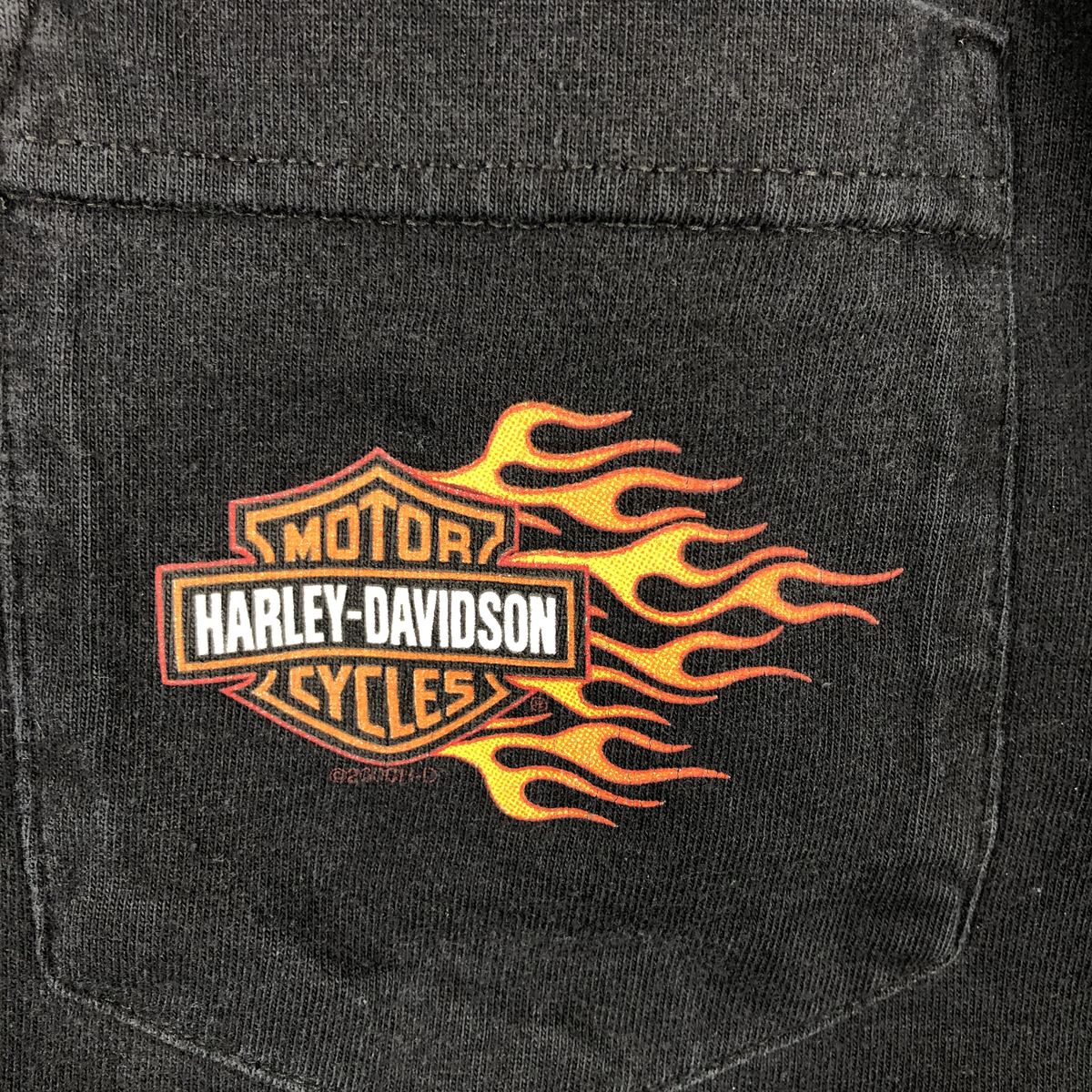 00'S Harley Davidson Eagle Pattern Fire Pattern Motorcycle Bike T-shirt Men's XL size unclear black type Vintage Second Hand