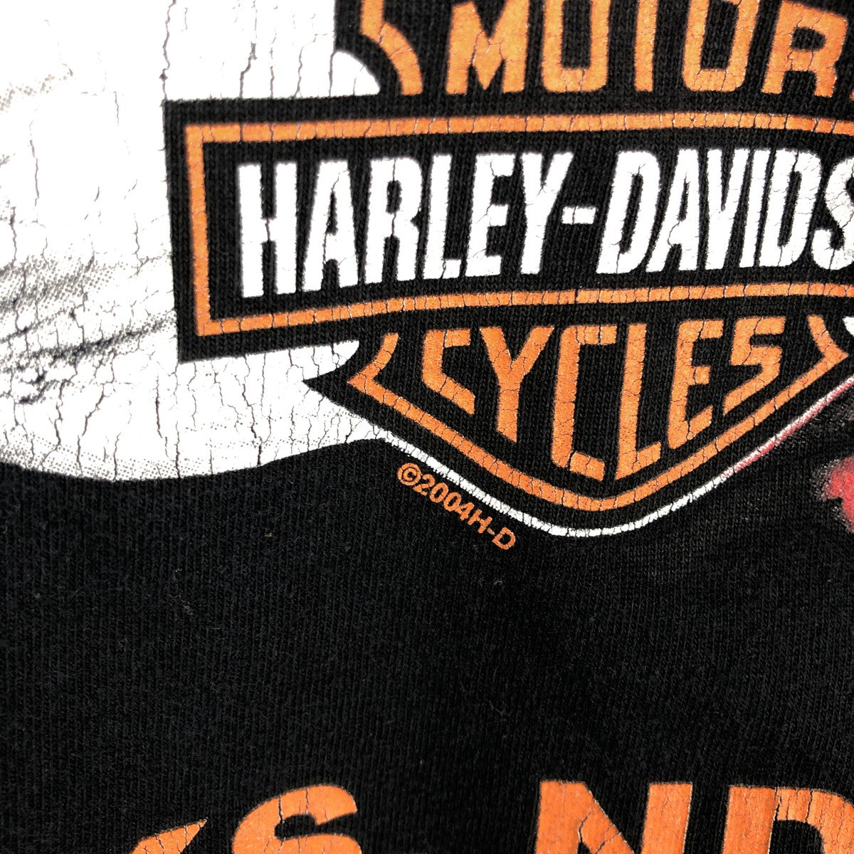 00'S Harley Davidson Eagle Pattern Fire Pattern Motorcycle Bike T-shirt Men's XL size unclear black type Vintage Second Hand