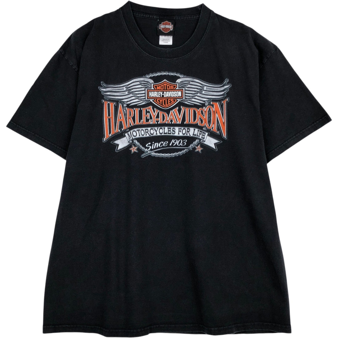 00'S Harley-Davidson Motorcycle Bike T-shirt Men's XL size cotton black type Vintage Second Hand