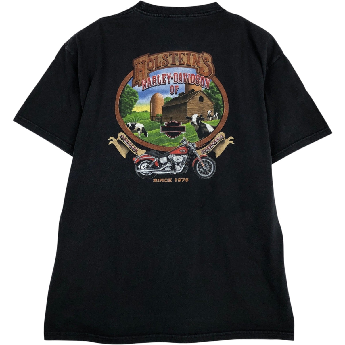 00'S Harley-Davidson Motorcycle Bike T-shirt Men's XL size cotton black type Vintage Second Hand