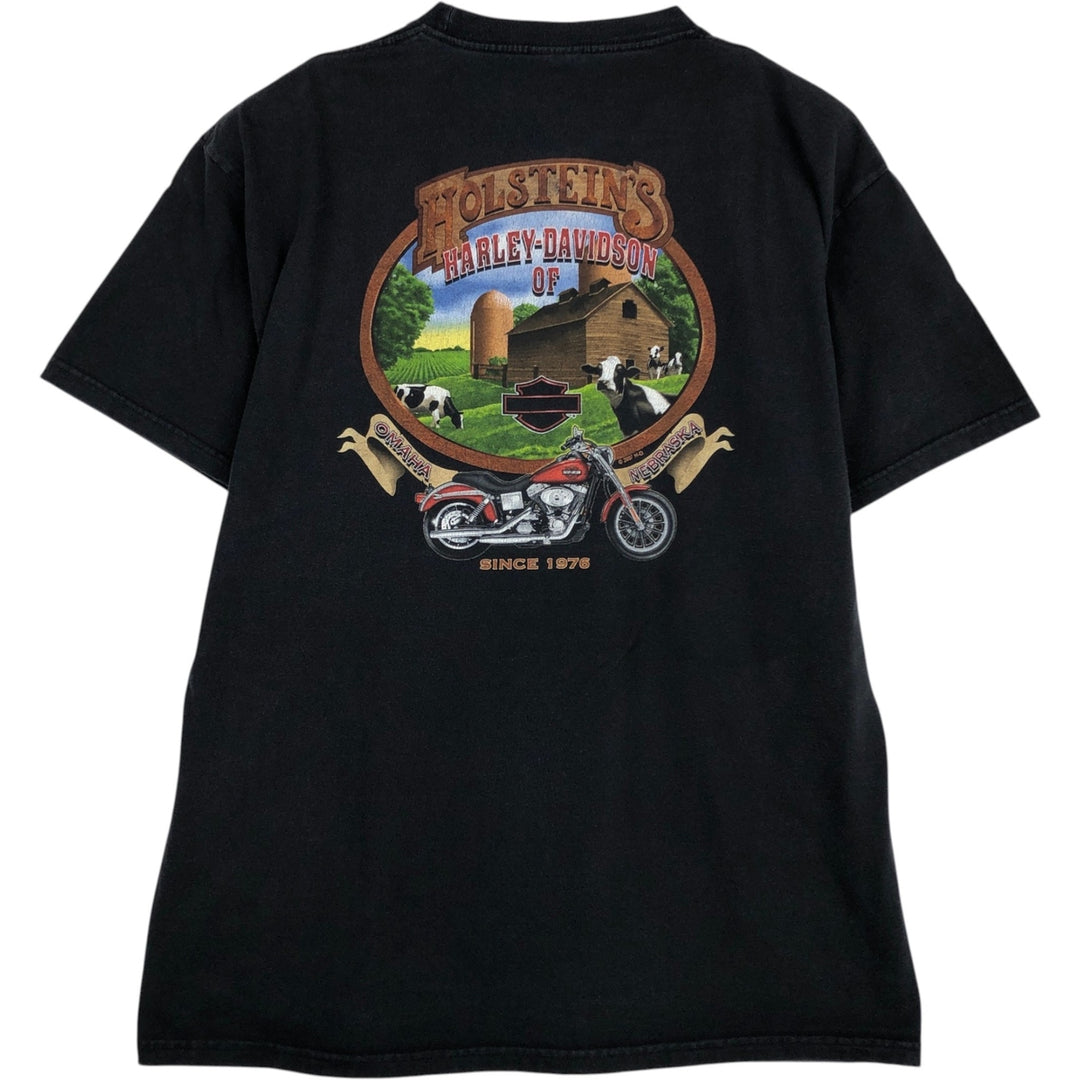 00'S Harley-Davidson Motorcycle Bike T-shirt Men's XL size cotton black type Vintage Second Hand