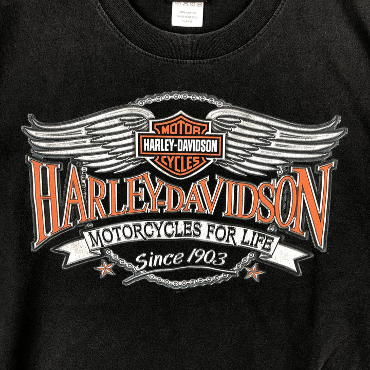 00'S Harley-Davidson Motorcycle Bike T-shirt Men's XL size cotton black type Vintage Second Hand