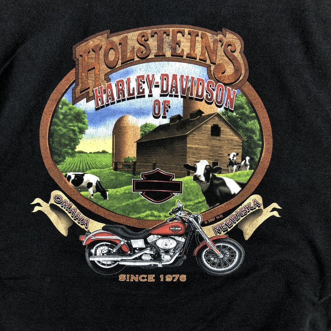 00'S Harley-Davidson Motorcycle Bike T-shirt Men's XL size cotton black type Vintage Second Hand