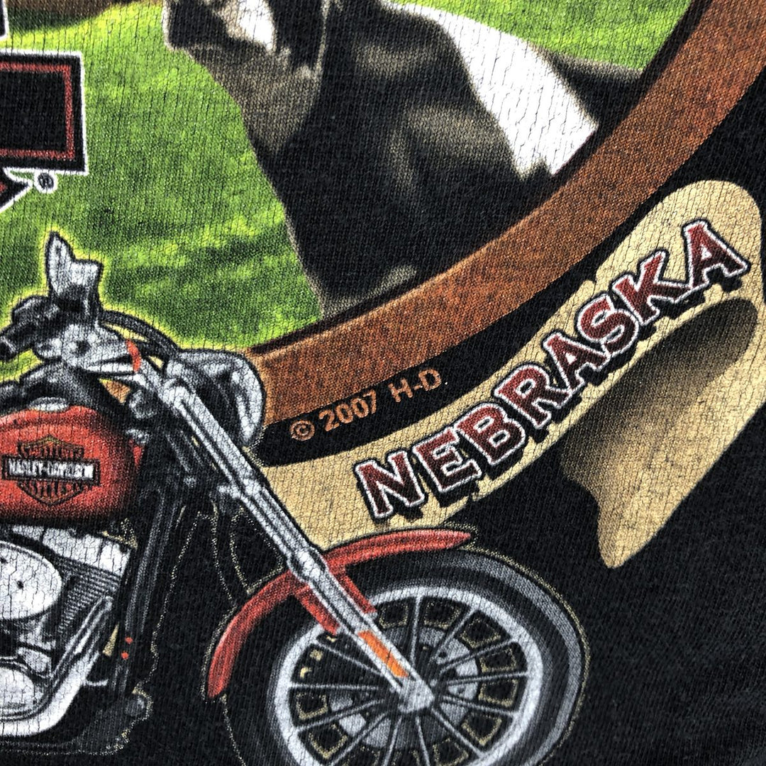00'S Harley-Davidson Motorcycle Bike T-shirt Men's XL size cotton black type Vintage Second Hand