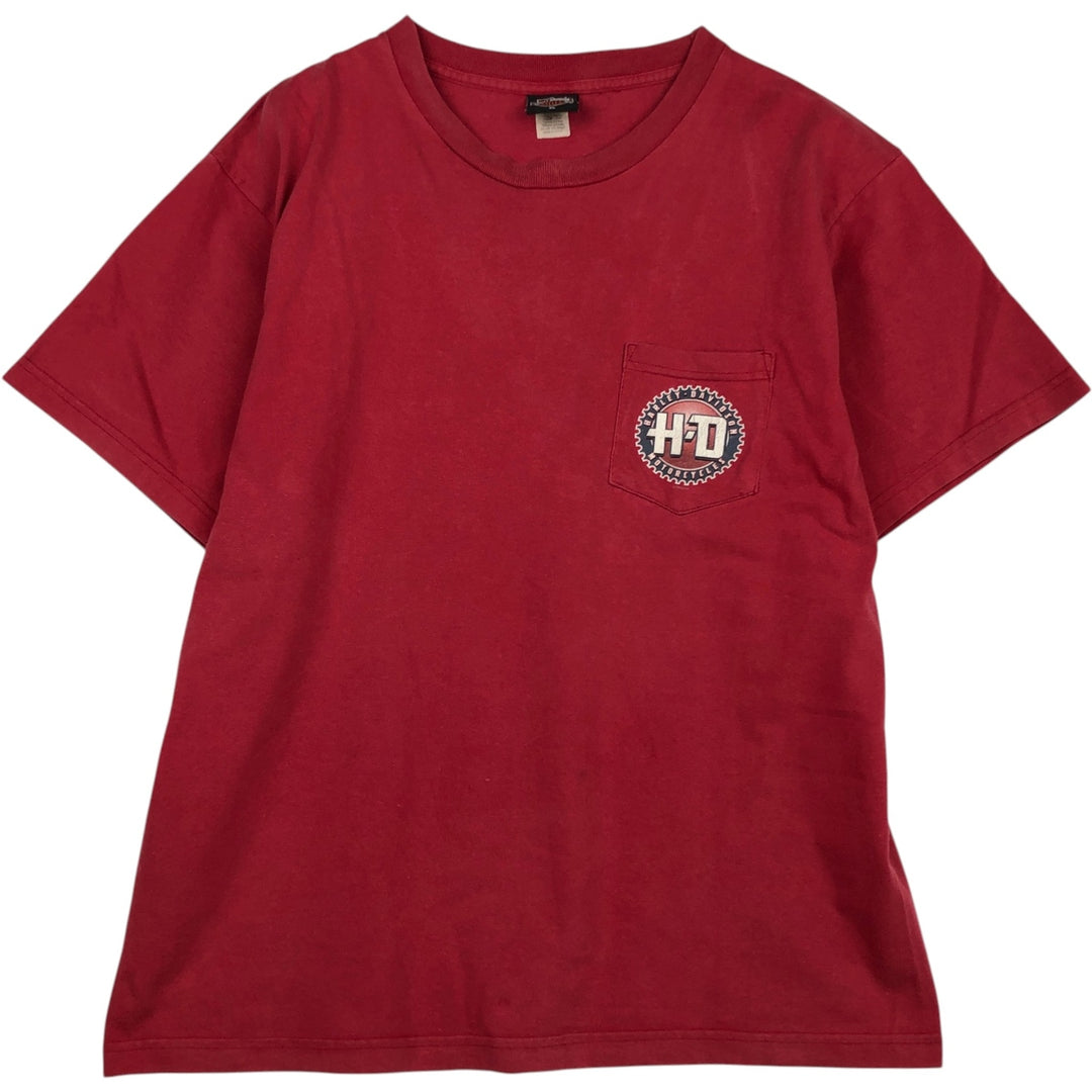00'S Harley-Davidson Motorcycle Bike T-shirt Made in USA Men's XL cotton red type Vintage Second Hand