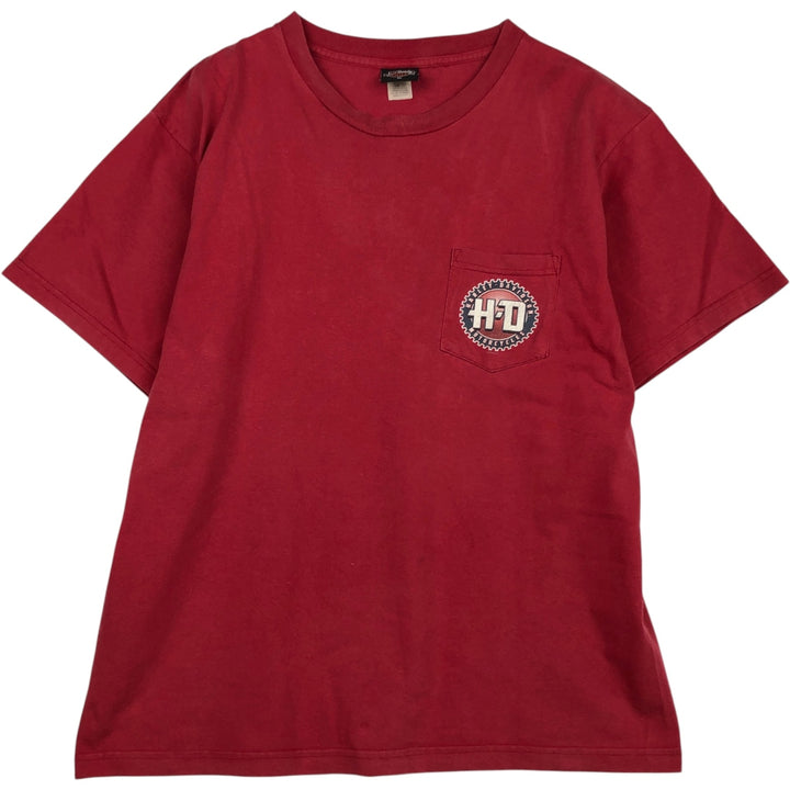 00'S Harley-Davidson Motorcycle Bike T-shirt Made in USA Men's XL cotton red type Vintage Second Hand