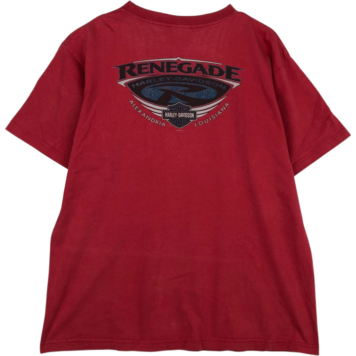 00'S Harley-Davidson Motorcycle Bike T-shirt Made in USA Men's XL cotton red type Vintage Second Hand