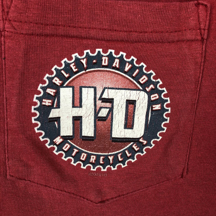 00'S Harley-Davidson Motorcycle Bike T-shirt Made in USA Men's XL cotton red type Vintage Second Hand