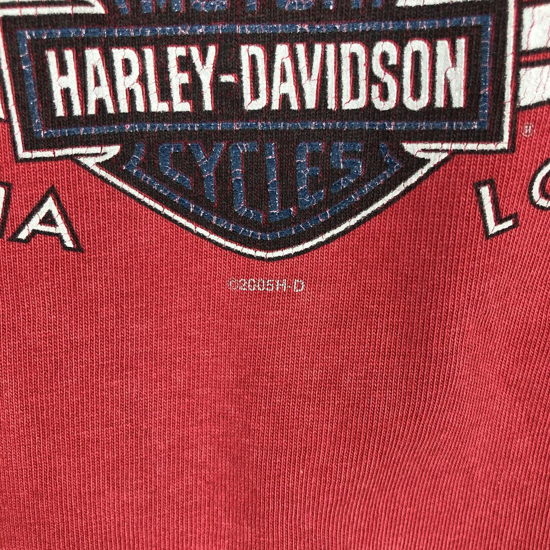 00'S Harley-Davidson Motorcycle Bike T-shirt Made in USA Men's XL cotton red type Vintage Second Hand