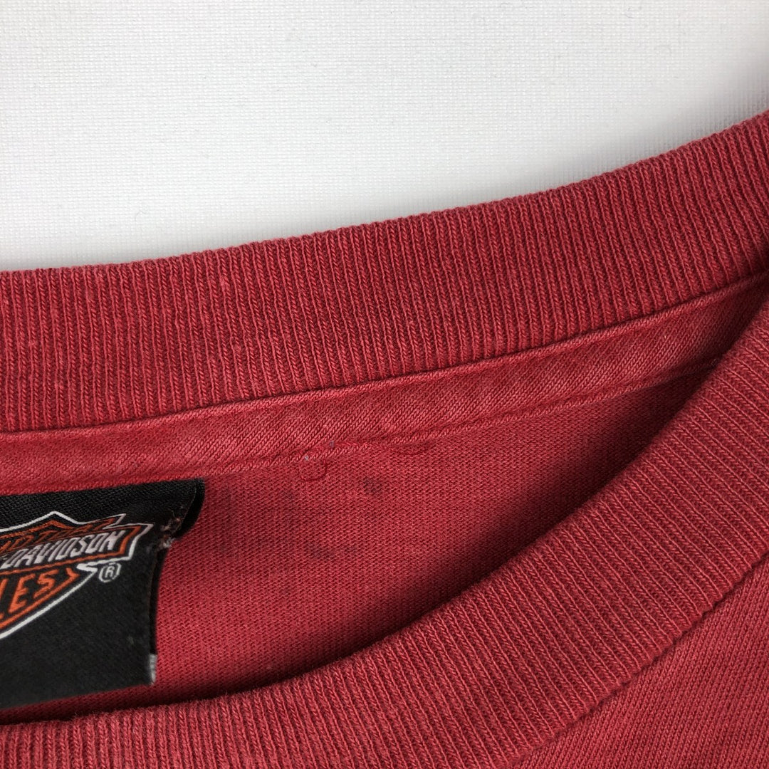 00'S Harley-Davidson Motorcycle Bike T-shirt Made in USA Men's XL cotton red type Vintage Second Hand