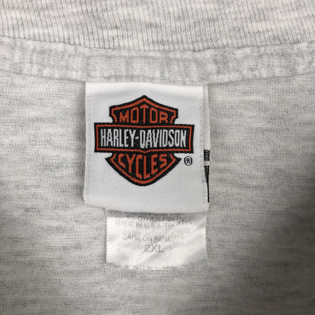 00'S Harley-Davidson Eagle Pattern Motorcycle Bike T-shirt Made in USA Men's XXL cotton pale white type Vintage Second Hand