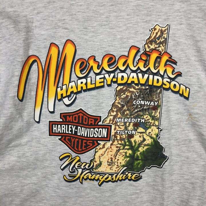 00'S Harley-Davidson Eagle Pattern Motorcycle Bike T-shirt Made in USA Men's XXL cotton pale white type Vintage Second Hand