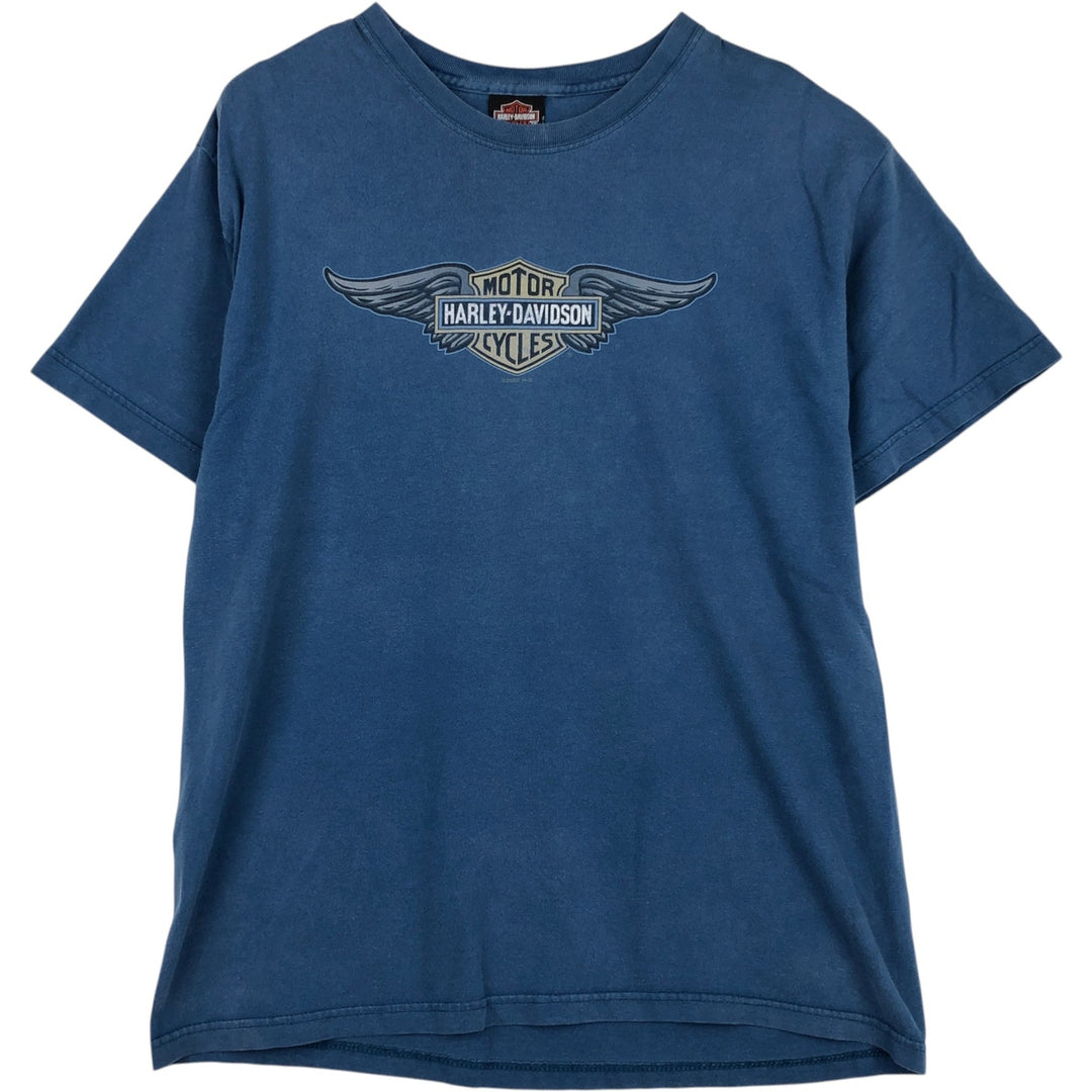 Harley-Davidson Motorcycle Bike T-shirt Made in USA Men's L size cotton Blue type light blue Vintage Second Hand