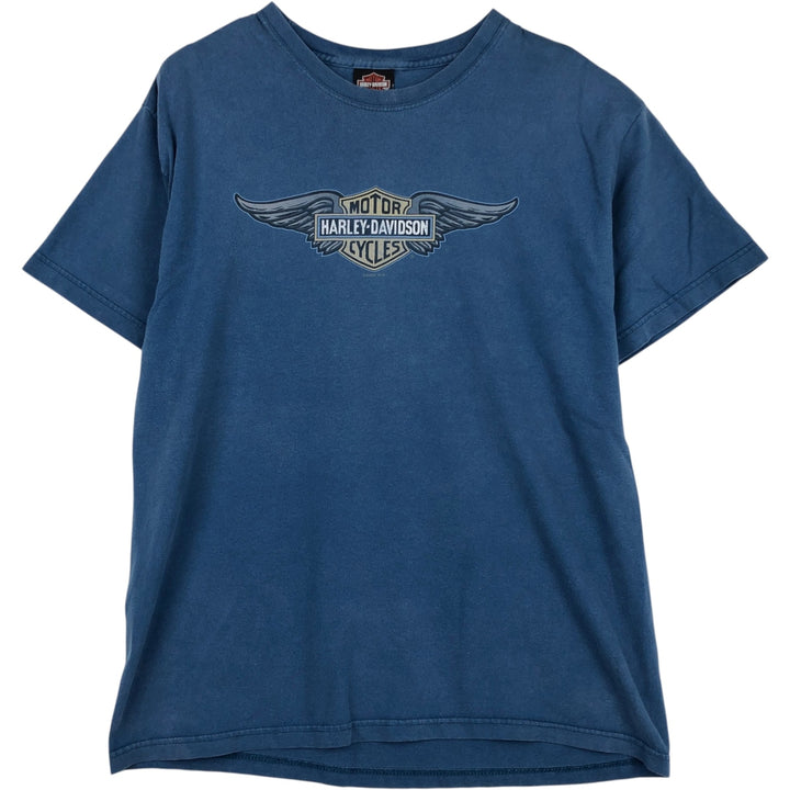 Harley-Davidson Motorcycle Bike T-shirt Made in USA Men's L size cotton Blue type light blue Vintage Second Hand