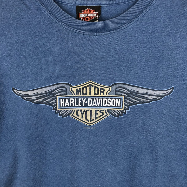 Harley-Davidson Motorcycle Bike T-shirt Made in USA Men's L size cotton Blue type light blue Vintage Second Hand