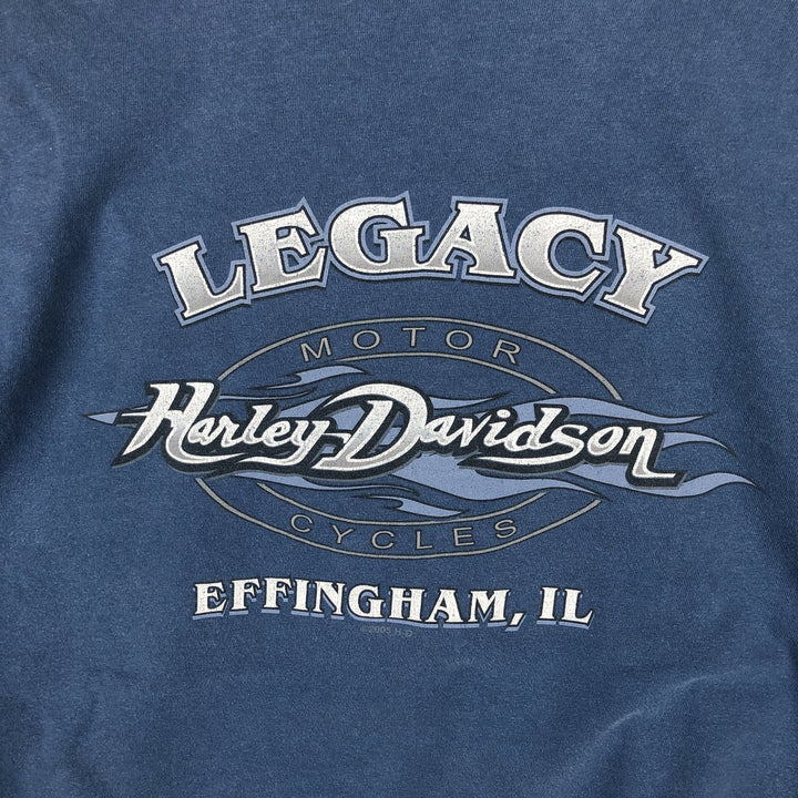 Harley-Davidson Motorcycle Bike T-shirt Made in USA Men's L size cotton Blue type light blue Vintage Second Hand