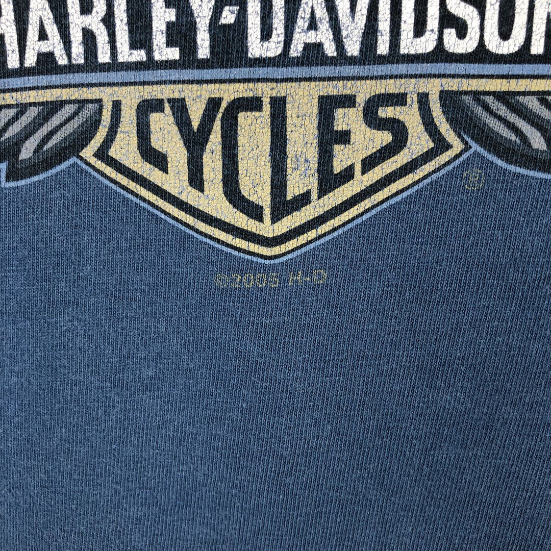 Harley-Davidson Motorcycle Bike T-shirt Made in USA Men's L size cotton Blue type light blue Vintage Second Hand