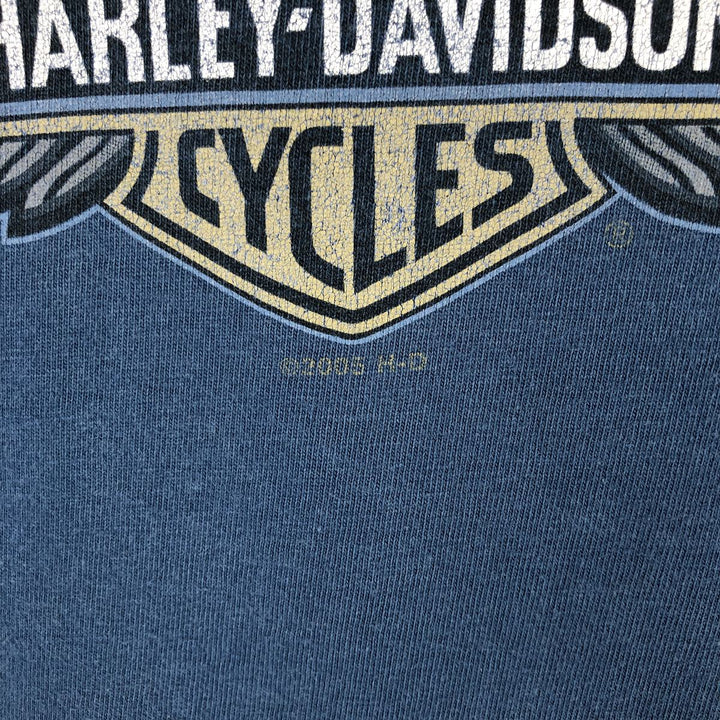 Harley-Davidson Motorcycle Bike T-shirt Made in USA Men's L size cotton Blue type light blue Vintage Second Hand