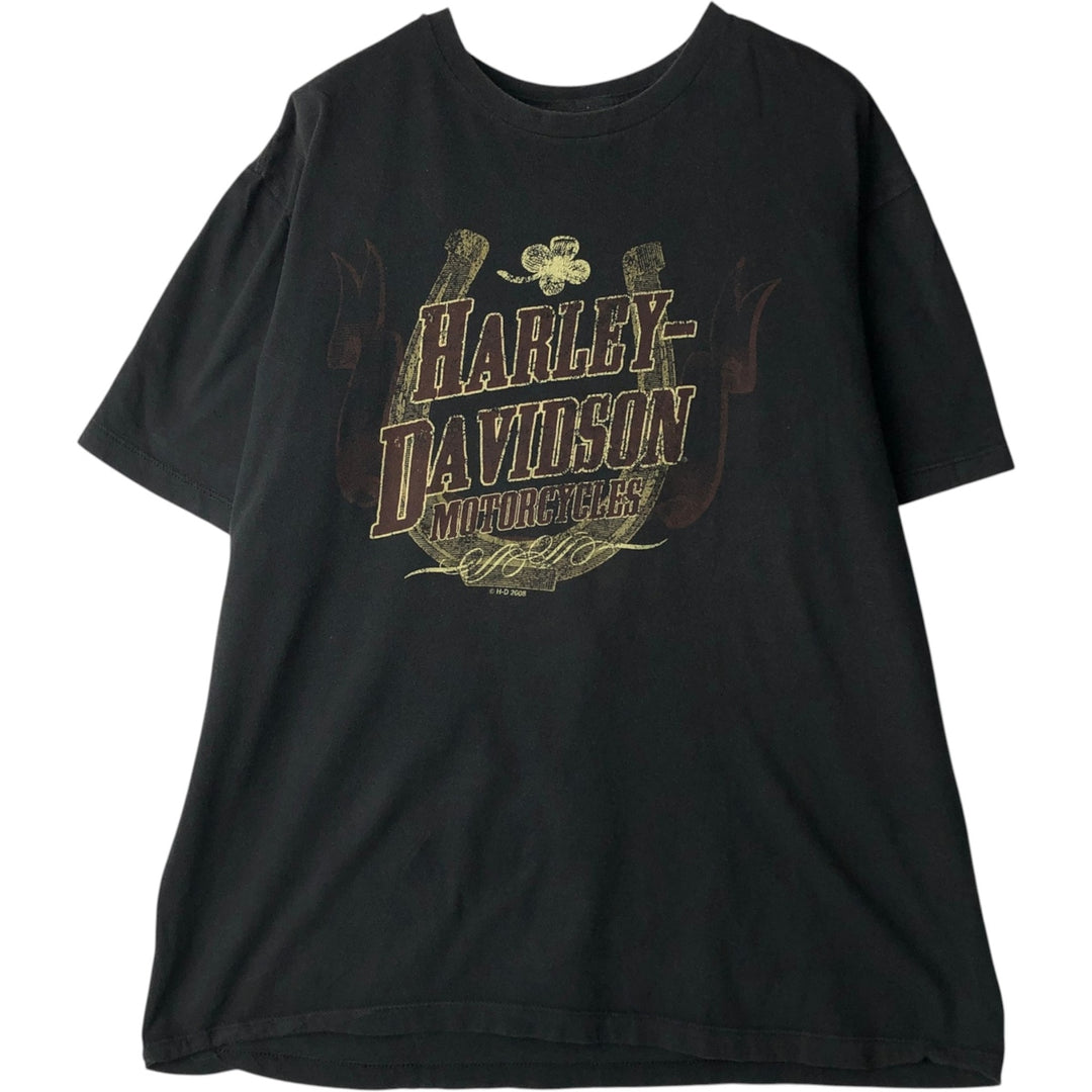 00'S Harley-Davidson Motorcycle Bike T-shirt Men's L size unclear black type Vintage Second Hand