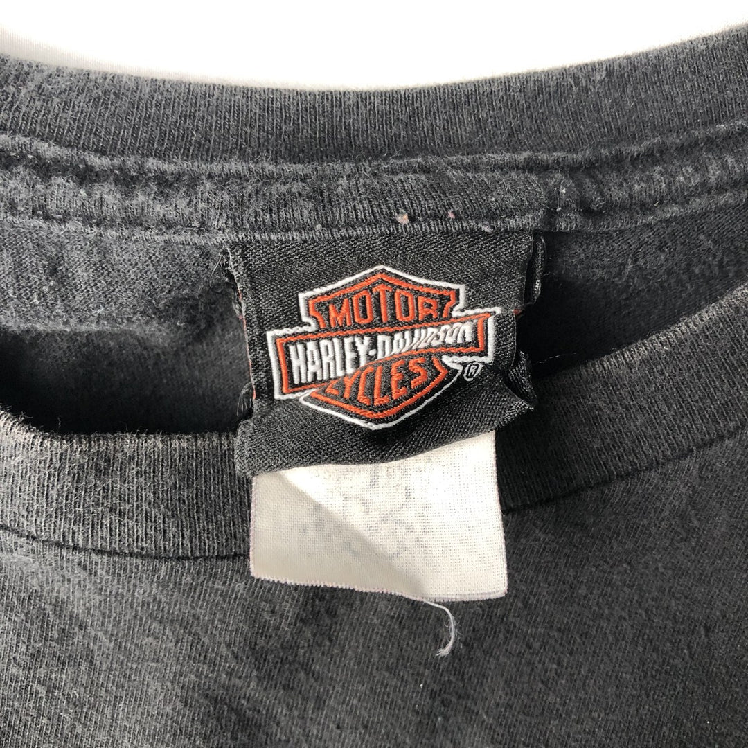 00'S Harley-Davidson Motorcycle Bike T-shirt Men's L size unclear black type Vintage Second Hand