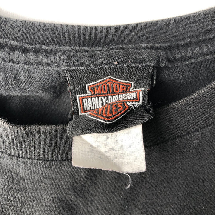 00'S Harley-Davidson Motorcycle Bike T-shirt Men's L size unclear black type Vintage Second Hand