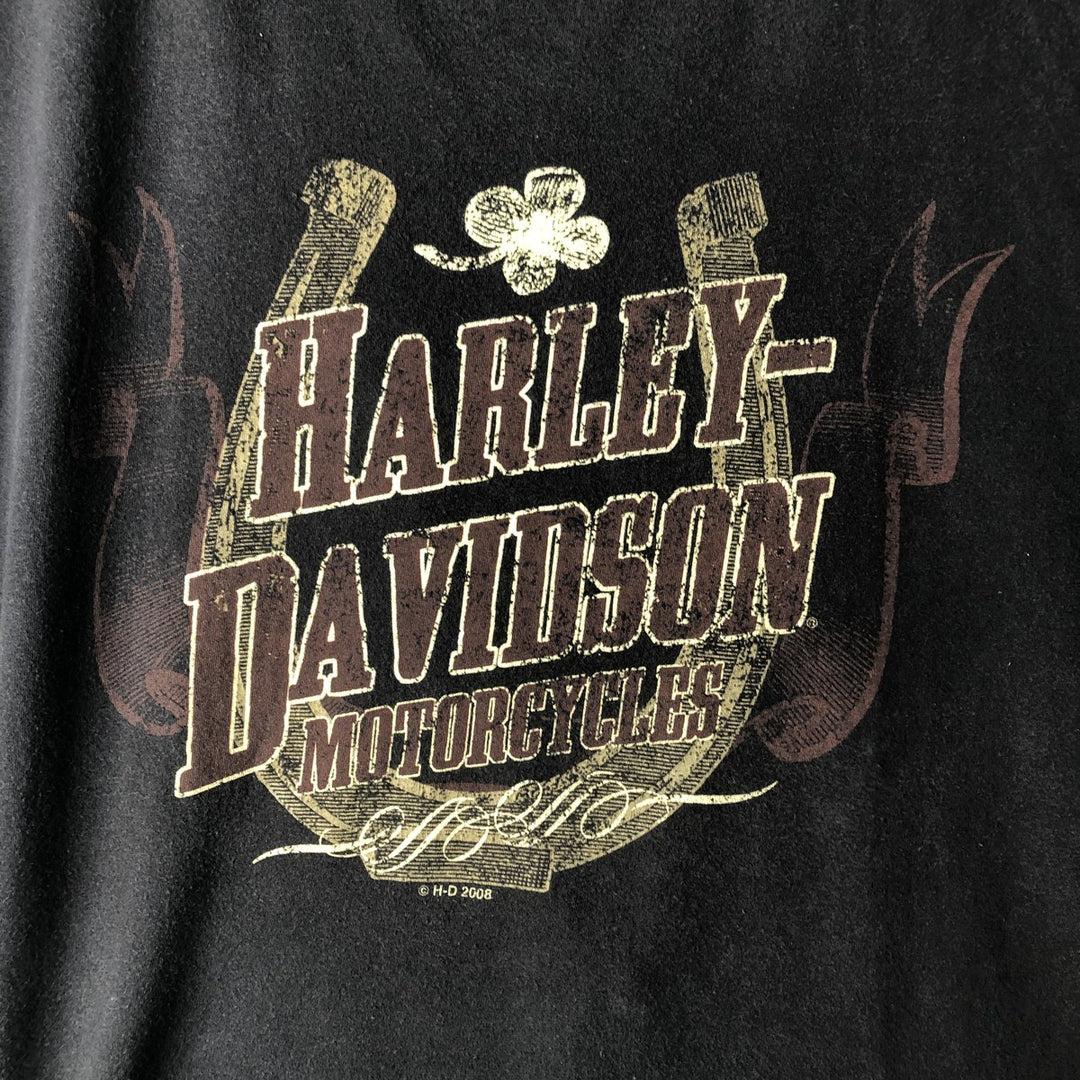 00'S Harley-Davidson Motorcycle Bike T-shirt Men's L size unclear black type Vintage Second Hand