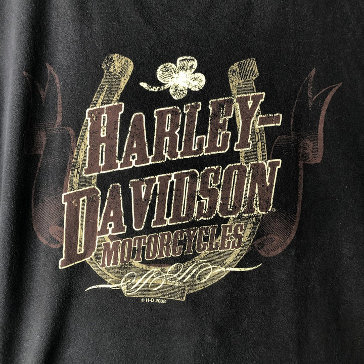 00'S Harley-Davidson Motorcycle Bike T-shirt Men's L size unclear black type Vintage Second Hand