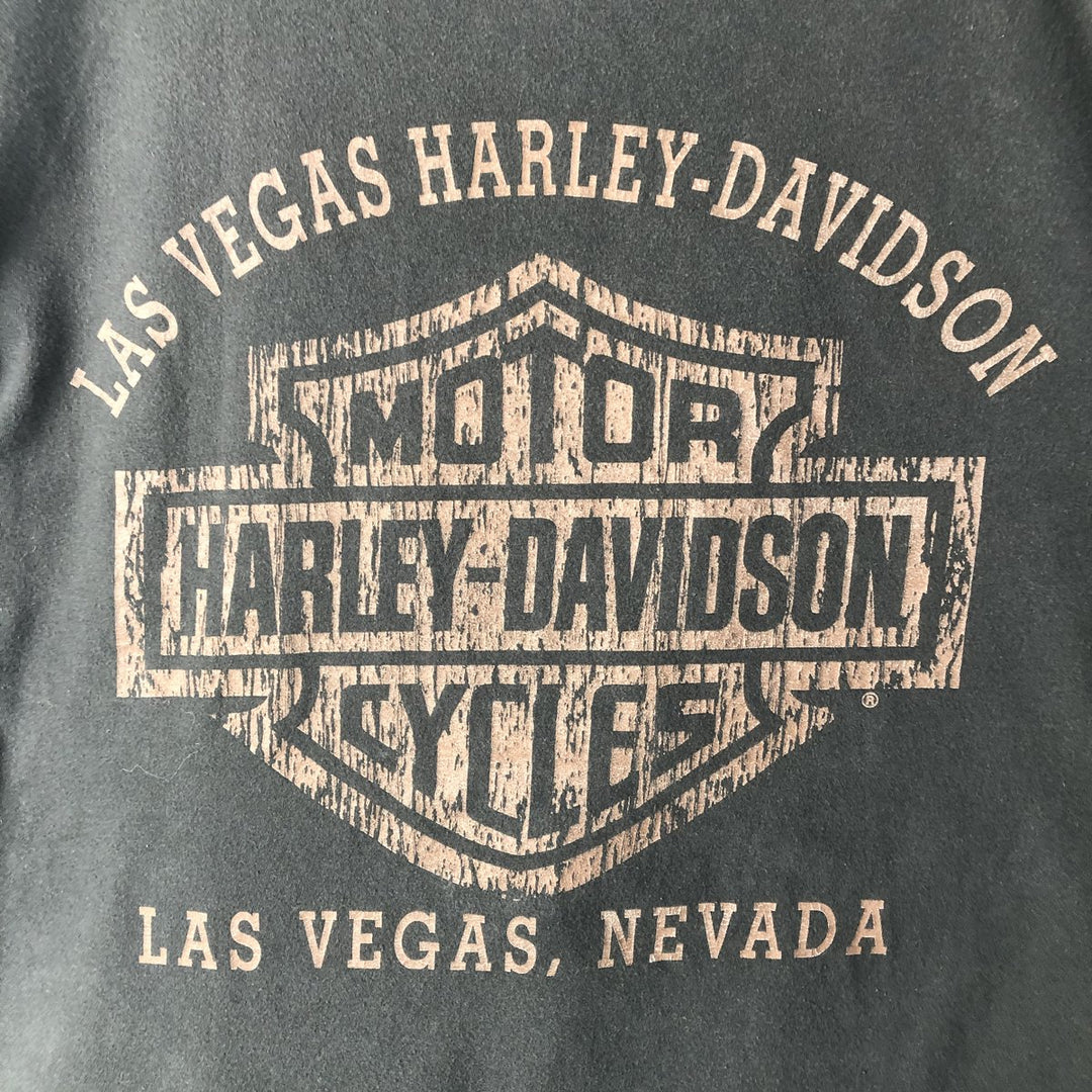 00'S Harley-Davidson Motorcycle Bike T-shirt Men's L size unclear black type Vintage Second Hand