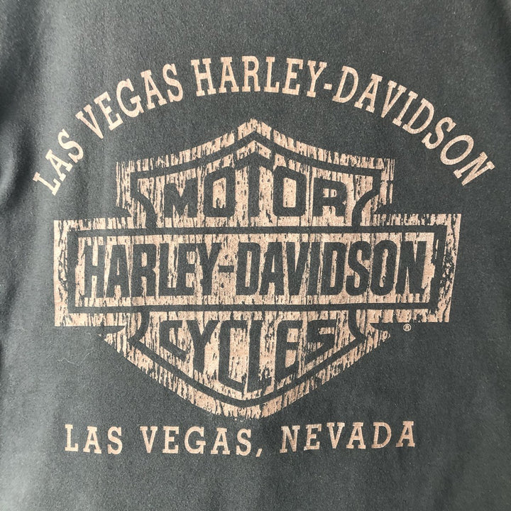 00'S Harley-Davidson Motorcycle Bike T-shirt Men's L size unclear black type Vintage Second Hand