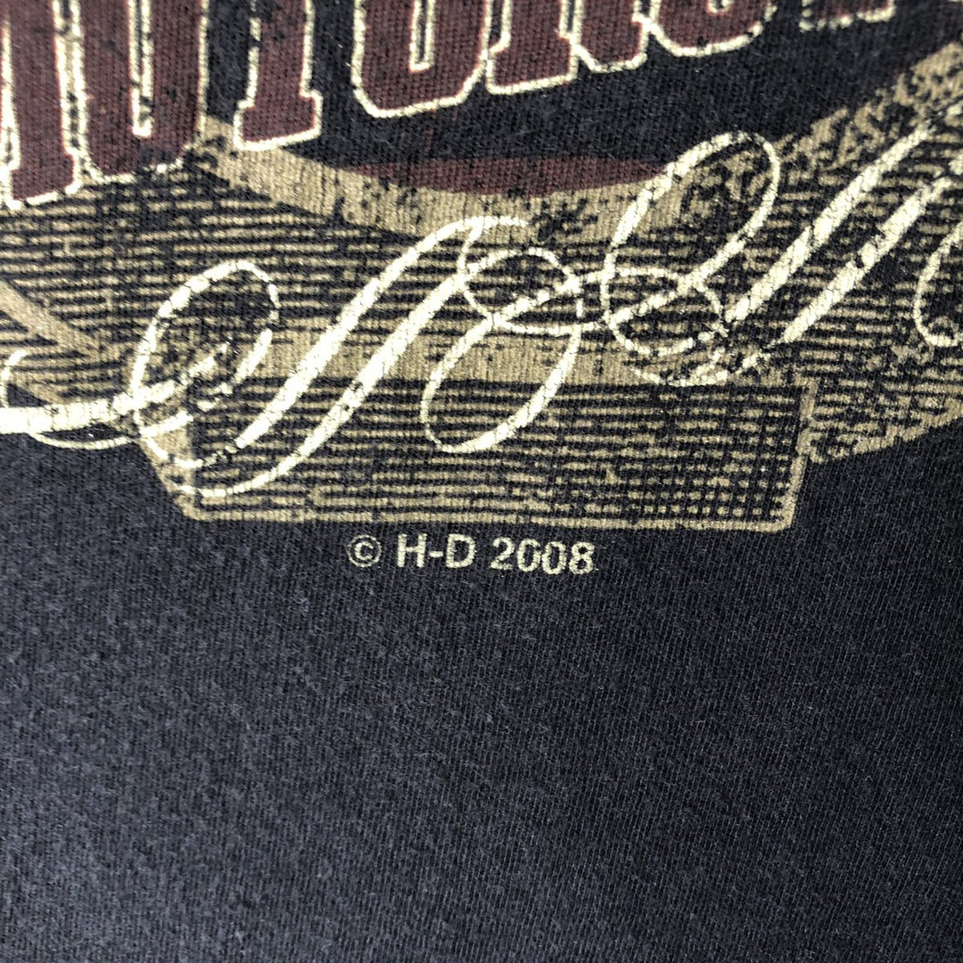 00'S Harley-Davidson Motorcycle Bike T-shirt Men's L size unclear black type Vintage Second Hand