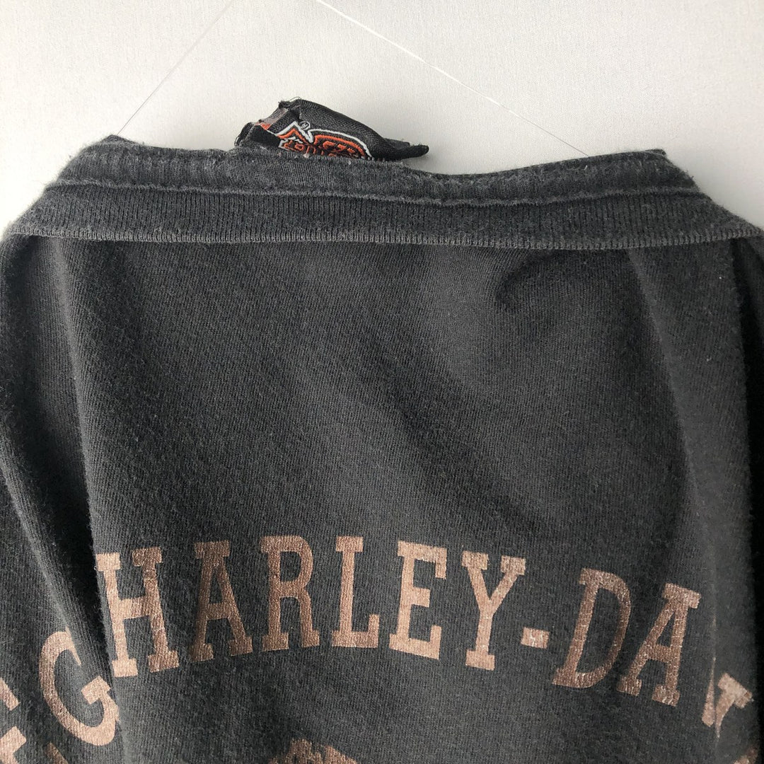 00'S Harley-Davidson Motorcycle Bike T-shirt Men's L size unclear black type Vintage Second Hand